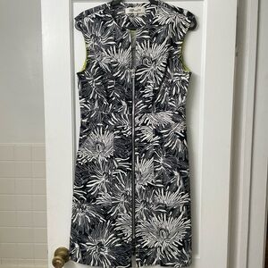 Diane Von Furstenberg Black and White Floral Midi Dress